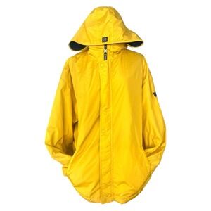 Vtg 90s Nautica Reversible Fleece Hood Yellow Jacket XXL Coastal Nautical Sail